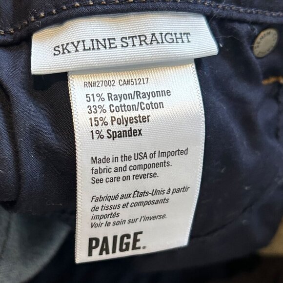 PAIGE Women's Skyline Straight Leg Jeans in Size 27 Raw Hem Dark Wash $239 - Picture 7 of 7